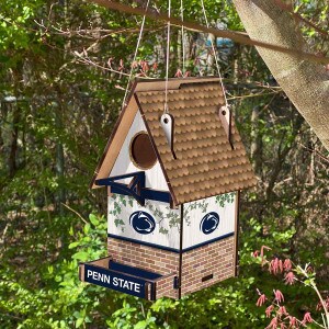 Penn State bird house hanging outside